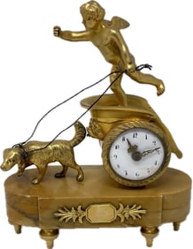 19th Century French Empire Bronze Ormolu Clock, Movement Signed Bernoux Paris Brevete