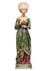 Valentin Gallmetzer (1870-1958) Carved Wooden Hand Painted Saint Statue