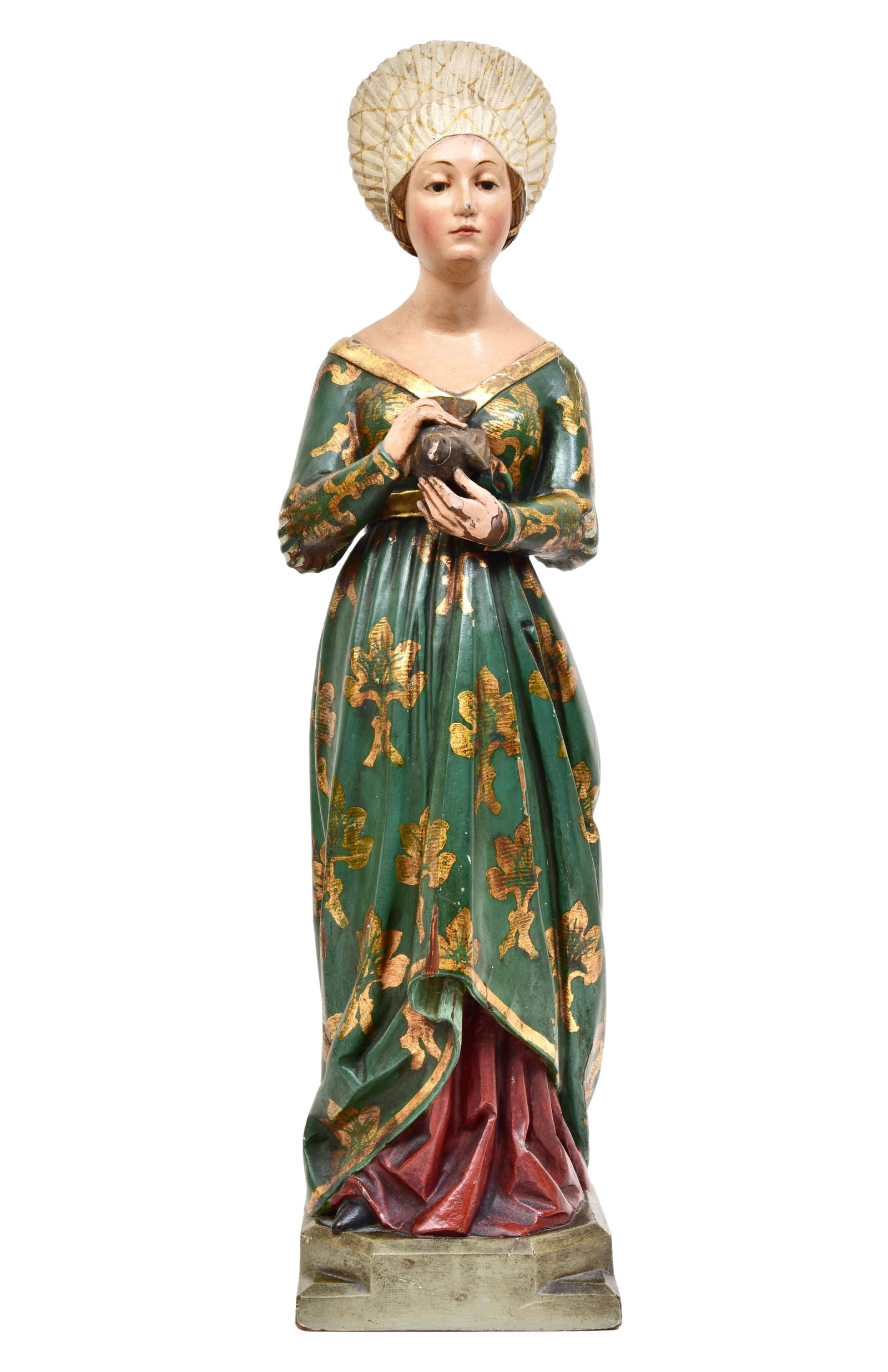 Valentin Gallmetzer (1870-1958) Carved Wooden Hand Painted Saint Statue (1 of 10)