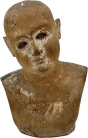 17/18th C. Distressed Carved Wooden Santos Bust