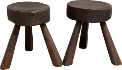 Pair Of French Handcrafted Cricket Stools, Circa 1950