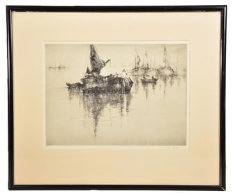 Sydney Mackenzie Litten (British, 1887-1949) Signed Etching Titled “Evening on the Zyderzee”