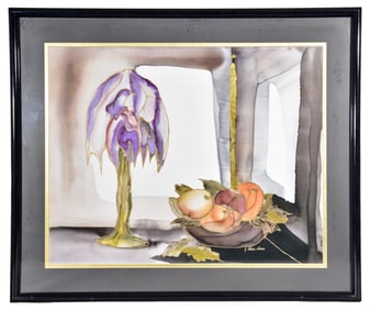 J. Ritter-Scherer (German) Signed Offset Lithograph with Hand Applied Gold Leaf