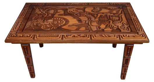 Jose Izaguirre & Sons Signed Handcrafted Wooden Coffee Table