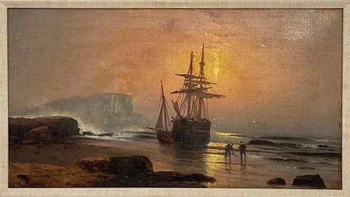 Nautical Scene by Alfred Thompson Bricher (1837-1908) Signed Oil On Canvas Painting