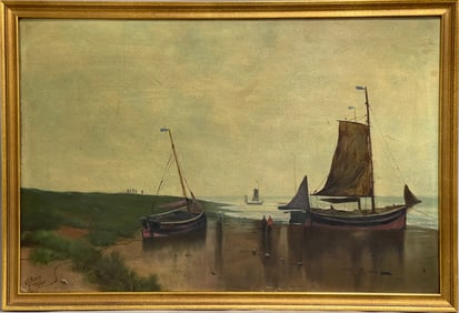 A.L. Grieg Signed Oil Painting of a Nautical Scene