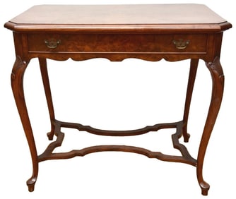 Burl Wood Console Table with Single Drawer