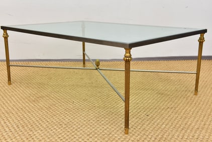 French Polished Brass Glass Top Cocktail Table