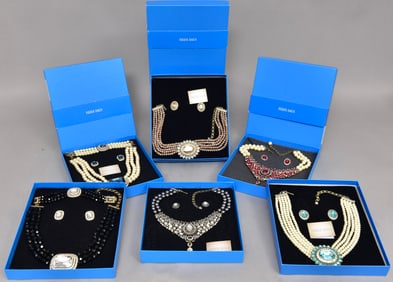 Collection of Six Heidi Daus Boxed Sets Necklace, Bracelet and Clip On Earrings
