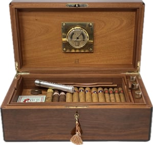 Dunhill Cigar Tobacco Humidor Box and 9K Cigar Cutter