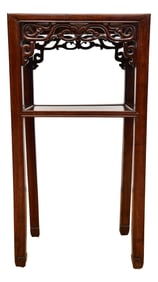 Chinese Double Tier Carved Wood Stand