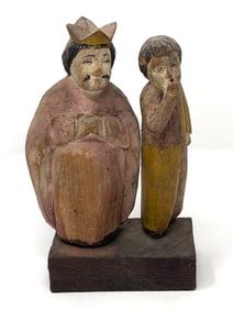 Indo-Portuguese Carved Polychromed Wooden Figures