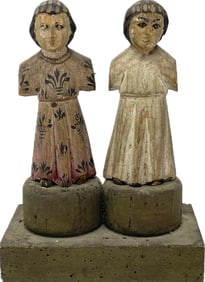 Early 18th C Spanish Colonial Hand-Carved And Painted Wooden Santos
