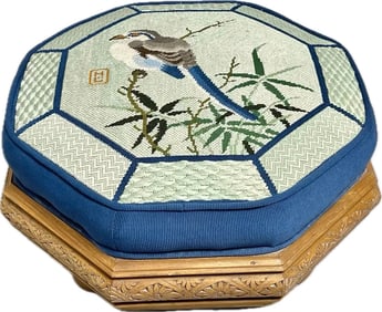 Octagonal Footstool With Needlepoint Top