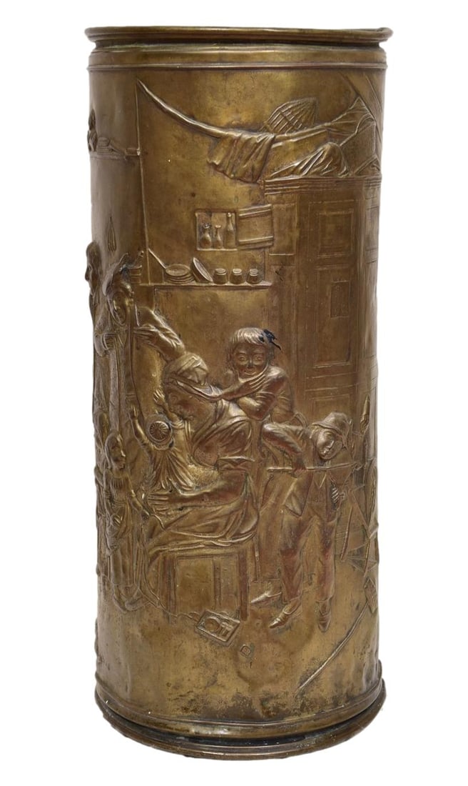 19th Century Repousse Brass Cane Holder (1 of 11)