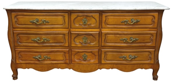 French Provincial Dresser with Marble Top and Secret Hidden Drawer Space
