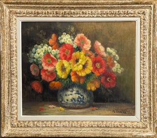 Marthe Kratke (French, B.1884) Floral Still Life Oil Painting