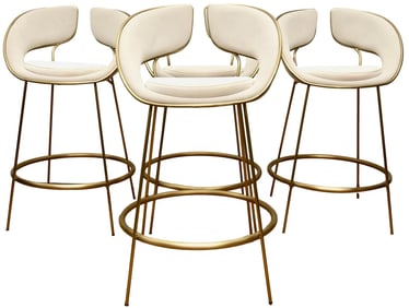 Alma De Luce Set of Four Custom Bar Stools In The Style of Hyoku