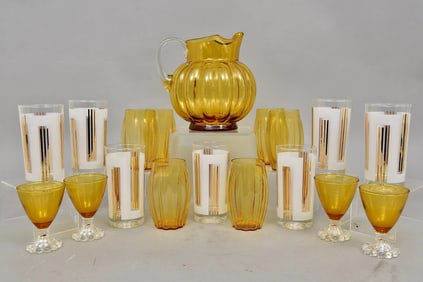 Collection of Mid-Century Glasses and Pitcher