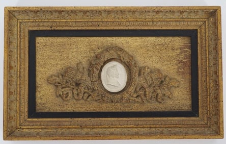 Italian Grand Tour Framed Plaster Intaglio Plaque of Dante