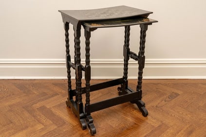 Pair of Antique Hand Painted Nesting Tables