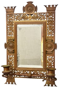 Aesthetic Movement Brass Mirrored Candle Sconce