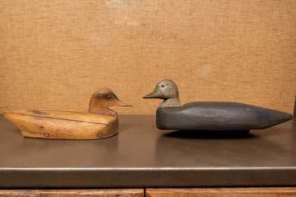Two Hand Carved Wooden Duck Decoys