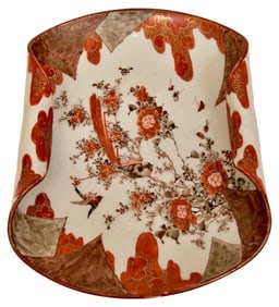 John Rosselli Antiques Signed Japanese Kutani Porcelain Plate With Curled Rim