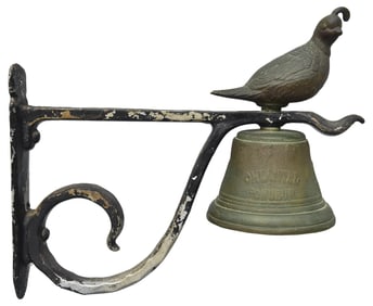 Bronze Outdoor Bell With Mounted Quail