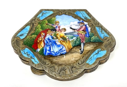 French Enameled Sterling Silver Ladies Powder Compact