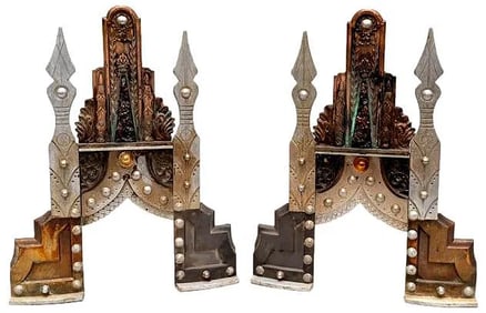 Artisan Hand Made Mixed Metal Andirons
