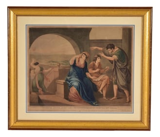 Angelica Kauffman Pinx 'Pliny the Younger and his Mother at Misenum' Colored Engraving