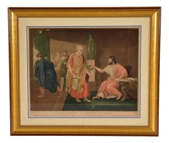 E. B. Garnier Colored Engraving Depicting Sophocles Being Honored By The Athenian Magistrate