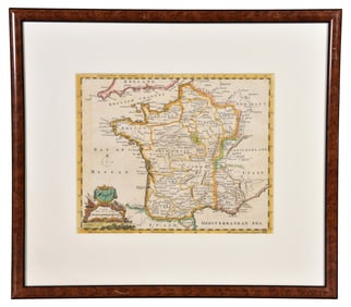 Antique Framed Map of France by Jefferys