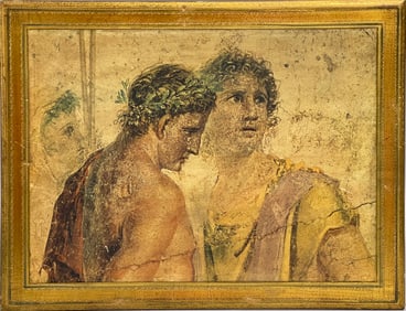 Pylades And Orestes Scene From Iphigenia In Tauris Gilded Florentine Wood Plaque