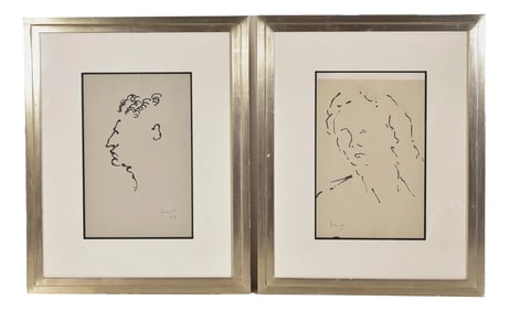 Pair Of Signed Portrait Drawings Dated '63 and '64