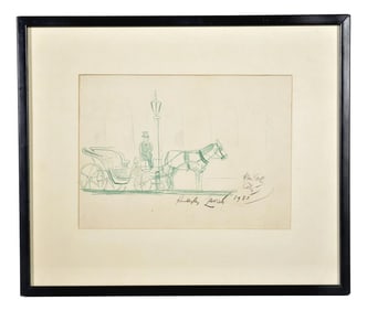 Hayley Lever (1876-1958) Signed Original Colored Drawing Of New York City 1935