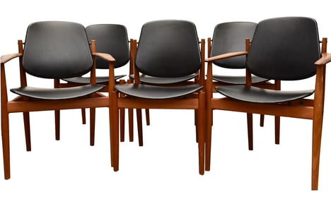 Set Of Six Danish Arne Vodder For France & Sons John Stuart Teak Dining Chairs