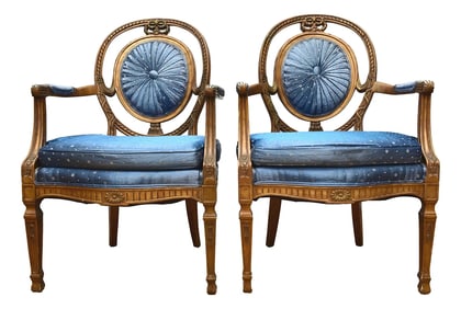 Pair of French Louis XVI Style Armchairs