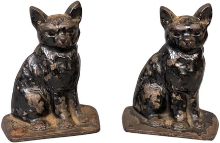 Antique Cast Iron Seated Cat Bookends