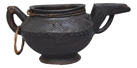 19th Century Woodcarving Spouted Pitcher