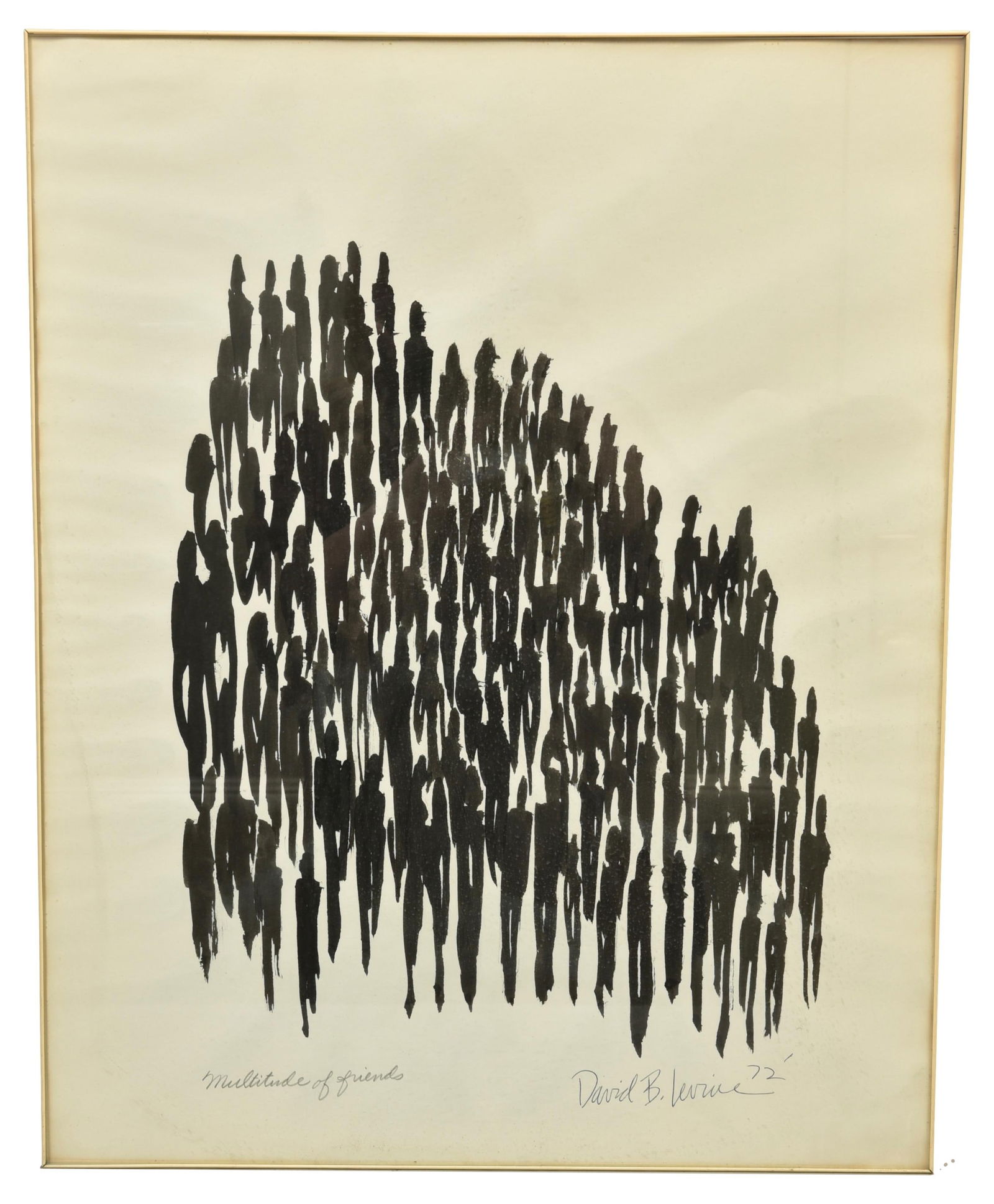 Signed David B. Levine Pen and Ink Titled “Multitude Of Friends” (1 of 5)