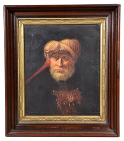 Antique Circa 1870 Unsigned Oil Painting Of An Arabian Gentleman