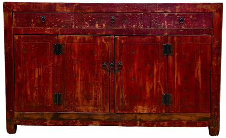 Antique Red Lacquer Dongbei Sideboard