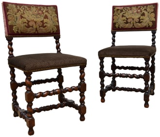 Pair of Antique Bobbin Needlepoint Chairs