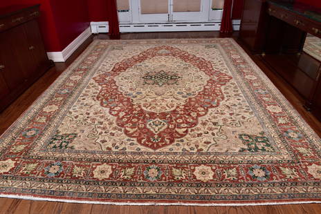 Tabriz Design Hand Knotted Area Rug: Dimensions: 12' x 8' 11" Town Auction House & Gallery also offers local delivery to Manhattan, Connecticut and Westchester for most items excluding large furniture. For a price quote on delivery, plea