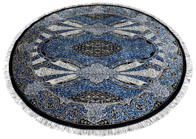 Round Hand Knotted Rug With Padding
