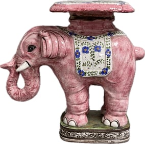 Mid-20th Century Italian Glazed Ceramic Elephant Garden Stool