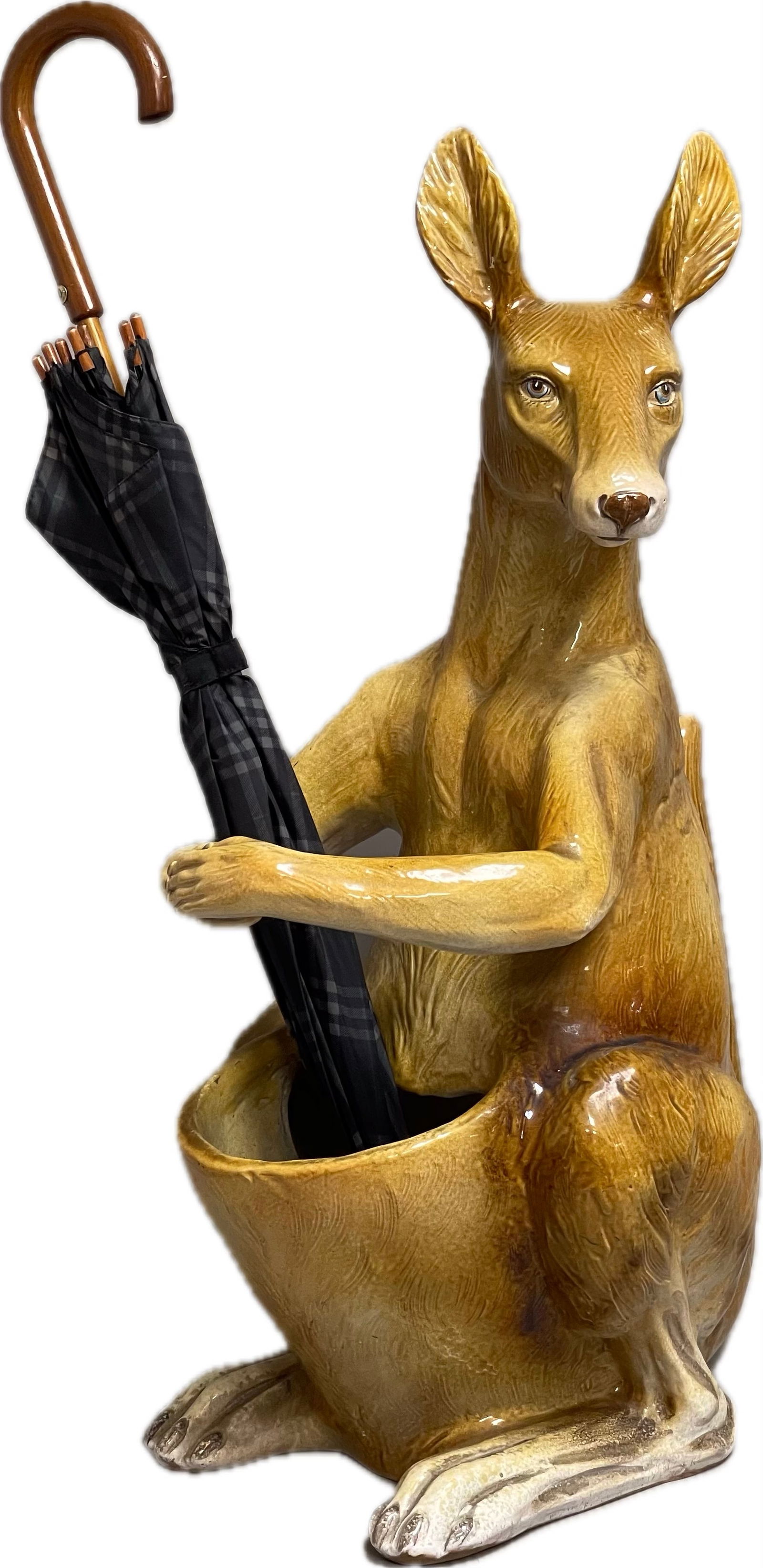 Italian Kangaroo Glazed Ceramic Umbrella Stand Or Planter (1 of 17)