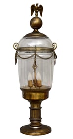 19th Century Federal Style Hand Blown Converted Lamp Post Three Arm Lamp